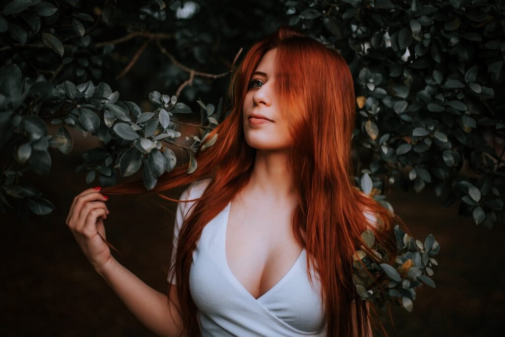 Close-Up Shot of a Beautiful Redhead Woman