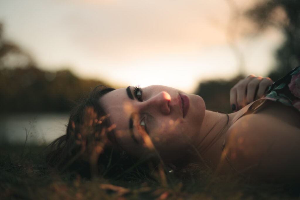 woman lying on ground