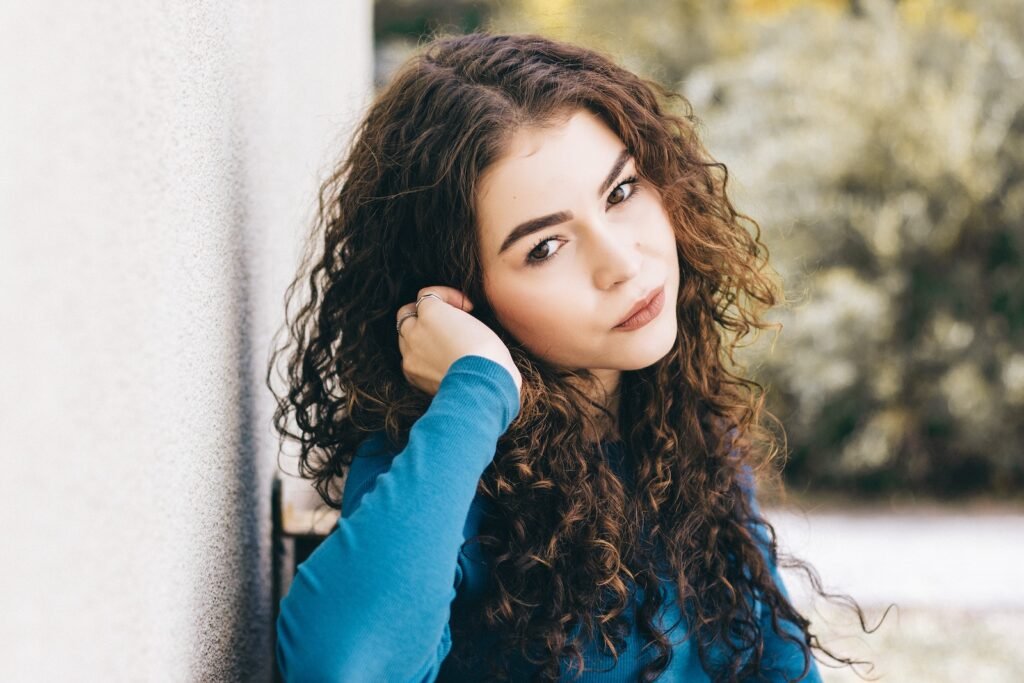 Woman Wearing Blue Long-sleeved Shirt