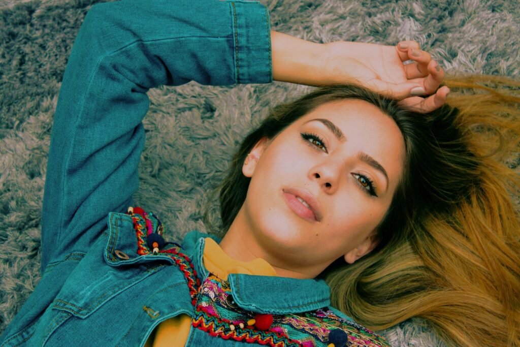 Woman Wearing Blue Denim Jacket