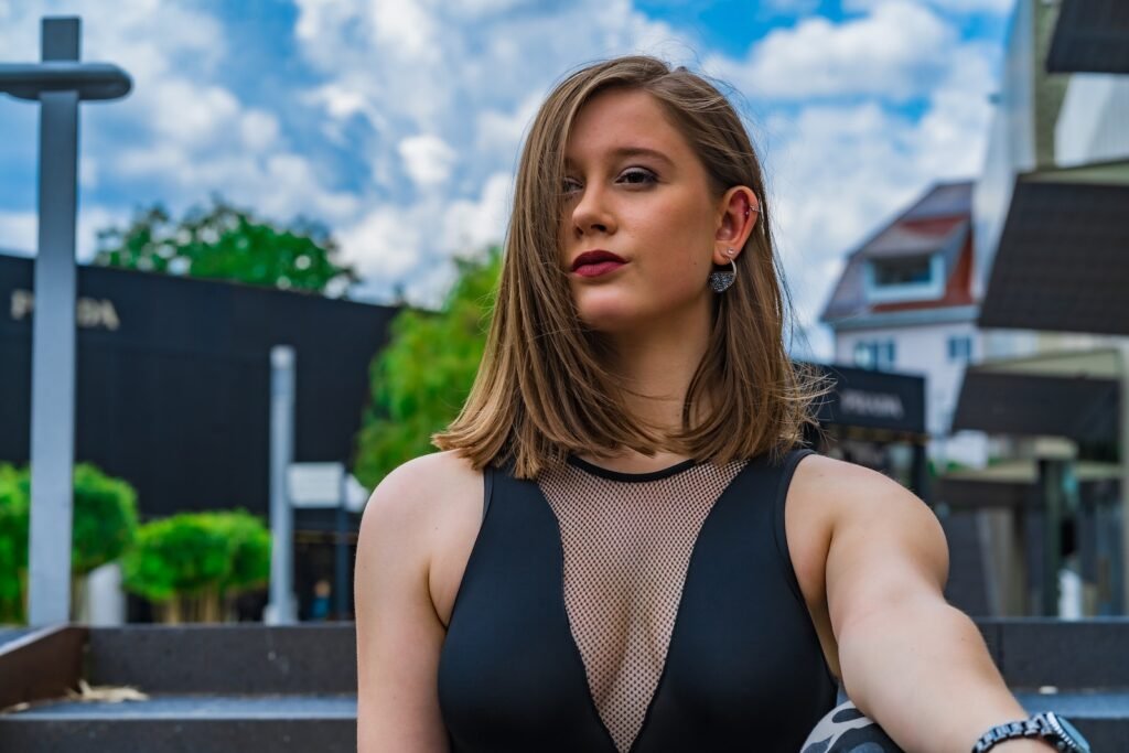 Beautiful Woman in Black Dress